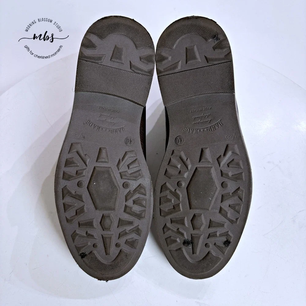 Doppelgänger Roma Made in Italy Leather Lace Up Ankle Boots Brown Men 7.5‎